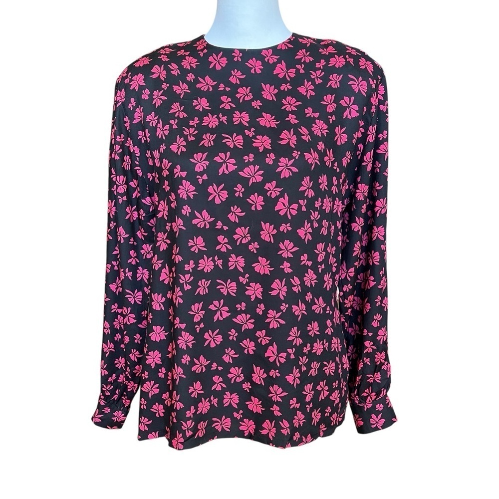 Vintage Country Sophisticates by Pendleton Floral Print Jewel Neck Blouse Size 8